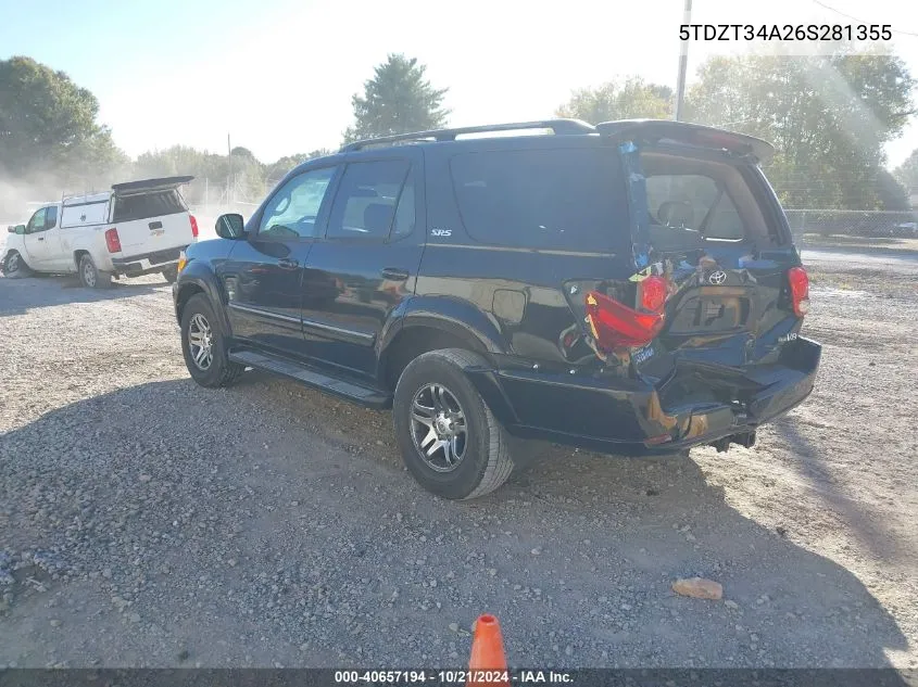 2006 Toyota Sequoia Sr5 V8 VIN: 5TDZT34A26S281355 Lot: 40657194