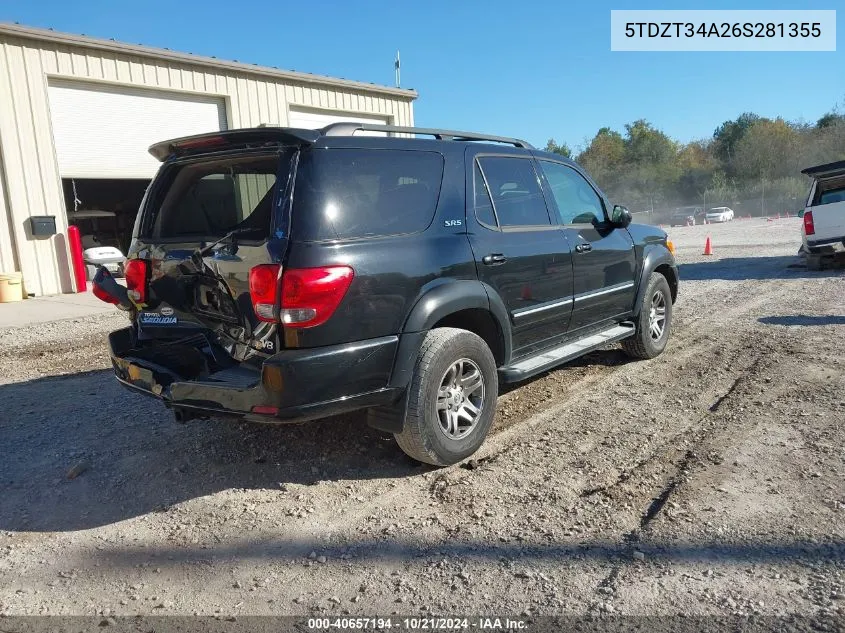 2006 Toyota Sequoia Sr5 V8 VIN: 5TDZT34A26S281355 Lot: 40657194