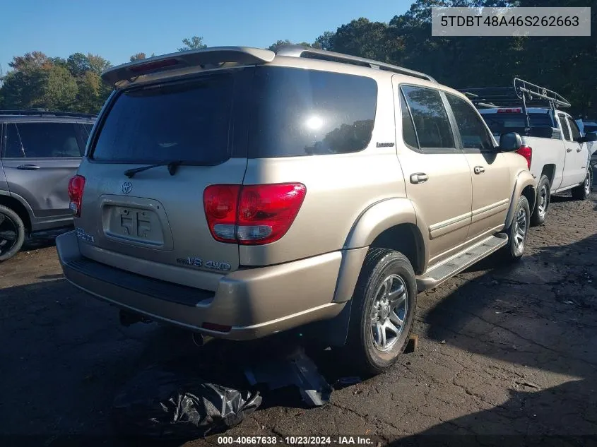 2006 Toyota Sequoia Limited V8 VIN: 5TDBT48A46S262663 Lot: 40667638