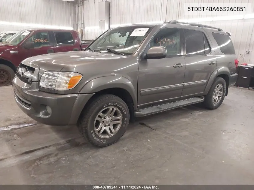 2006 Toyota Sequoia Limited V8 VIN: 5TDBT48A66S260851 Lot: 40789241