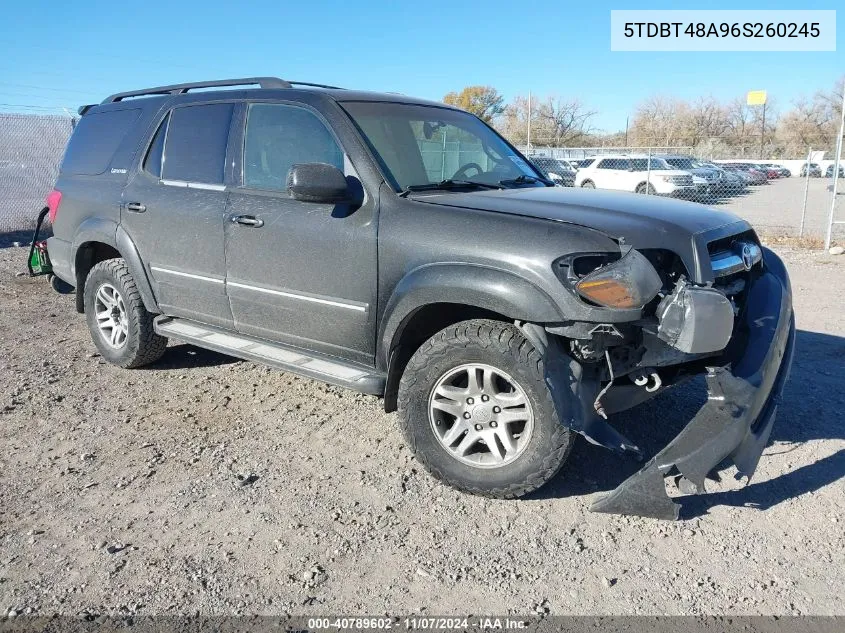 2006 Toyota Sequoia Limited V8 VIN: 5TDBT48A96S260245 Lot: 40789602