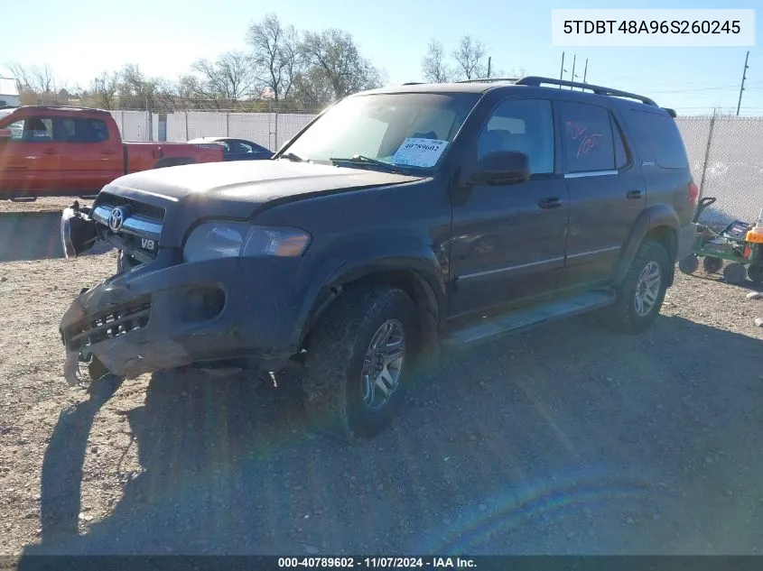 2006 Toyota Sequoia Limited V8 VIN: 5TDBT48A96S260245 Lot: 40789602