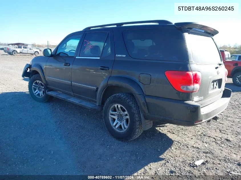 2006 Toyota Sequoia Limited V8 VIN: 5TDBT48A96S260245 Lot: 40789602