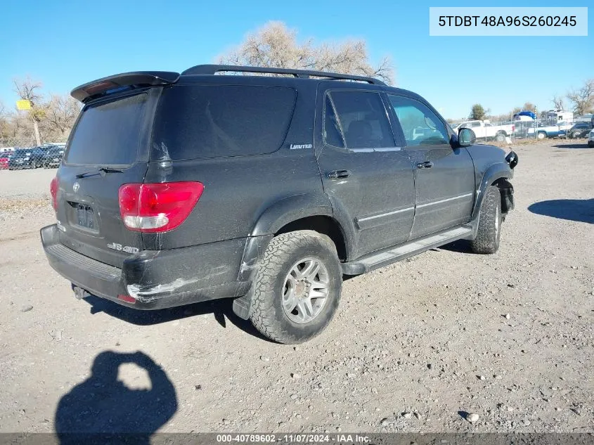 2006 Toyota Sequoia Limited V8 VIN: 5TDBT48A96S260245 Lot: 40789602