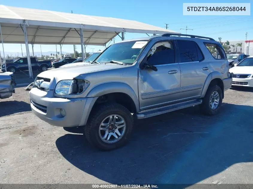 2006 Toyota Sequoia Sr5 V8 VIN: 5TDZT34A86S268044 Lot: 40802907