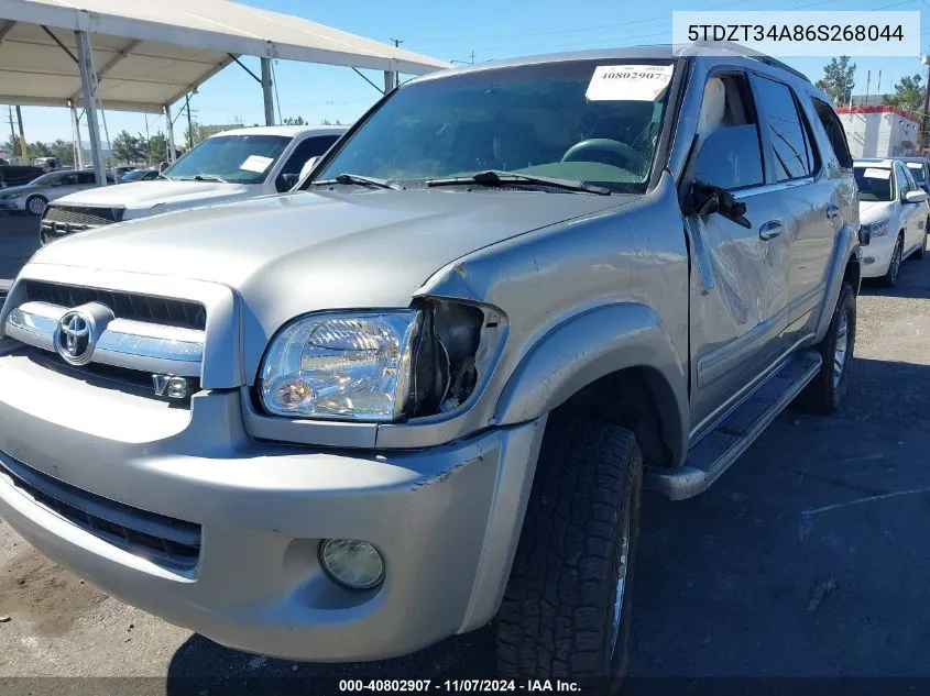 2006 Toyota Sequoia Sr5 V8 VIN: 5TDZT34A86S268044 Lot: 40802907