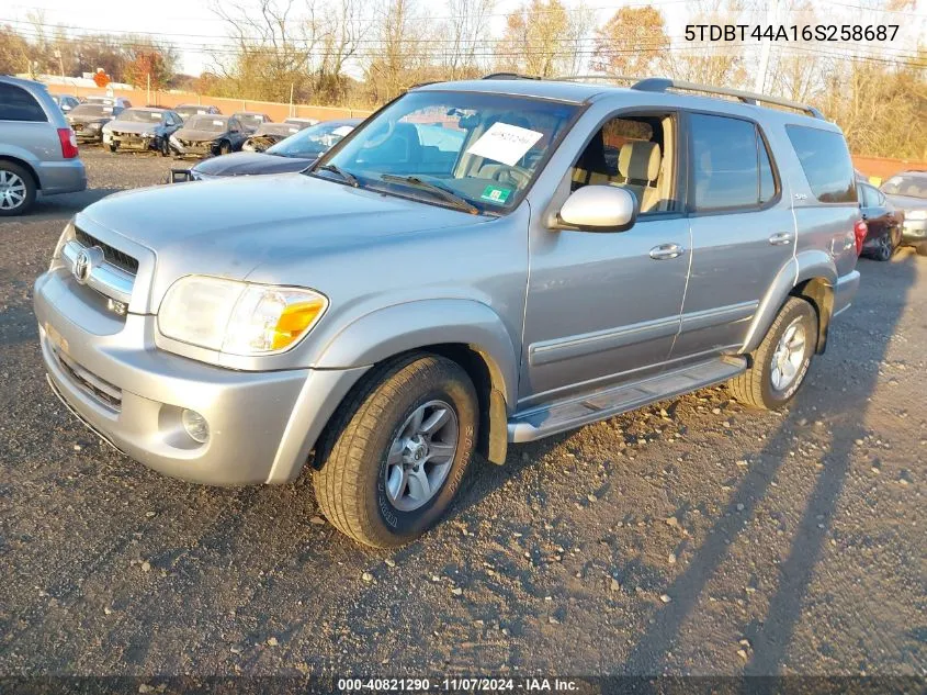 2006 Toyota Sequoia Sr5 V8 VIN: 5TDBT44A16S258687 Lot: 40821290