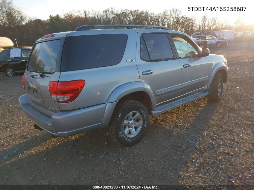 2006 Toyota Sequoia Sr5 V8 VIN: 5TDBT44A16S258687 Lot: 40821290