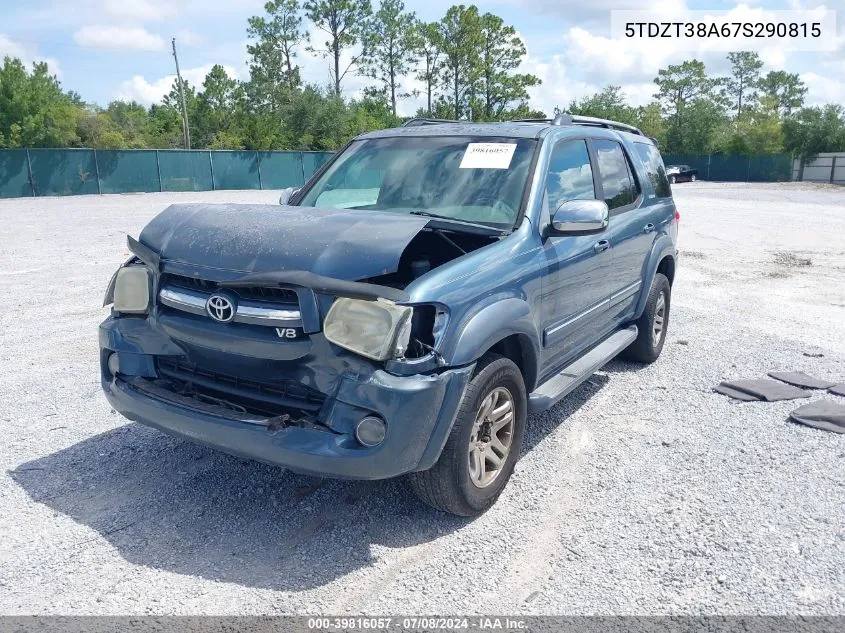 2007 Toyota Sequoia Limited V8 VIN: 5TDZT38A67S290815 Lot: 39816057