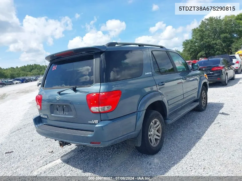 2007 Toyota Sequoia Limited V8 VIN: 5TDZT38A67S290815 Lot: 39816057