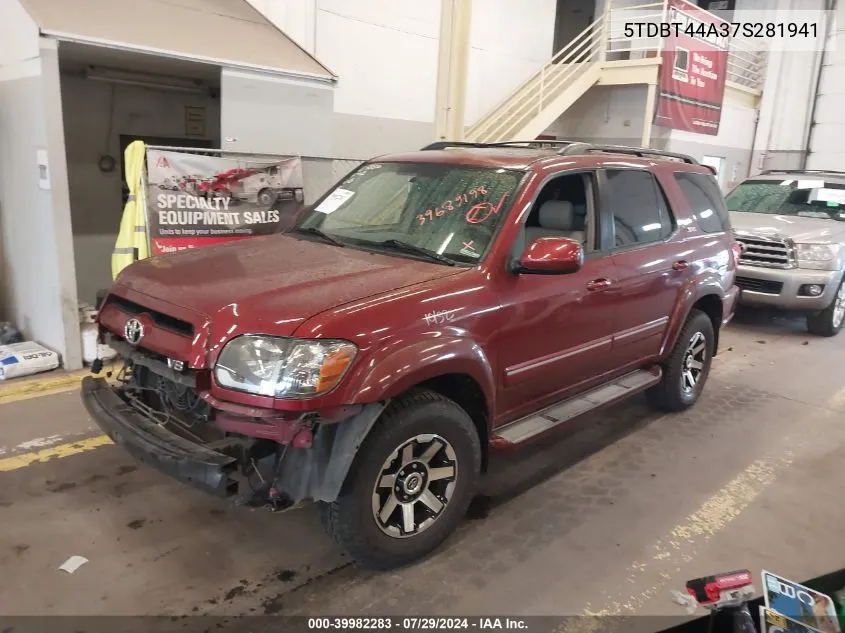 2007 Toyota Sequoia Sr5 V8 VIN: 5TDBT44A37S281941 Lot: 39982283