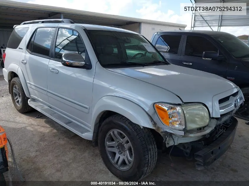 2007 Toyota Sequoia Limited V8 VIN: 5TDZT38A07S294312 Lot: 40191034