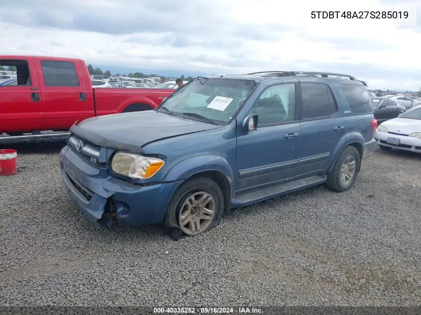 2007 Toyota Sequoia Limited V8 VIN: 5TDBT48A27S285019 Lot: 40335252