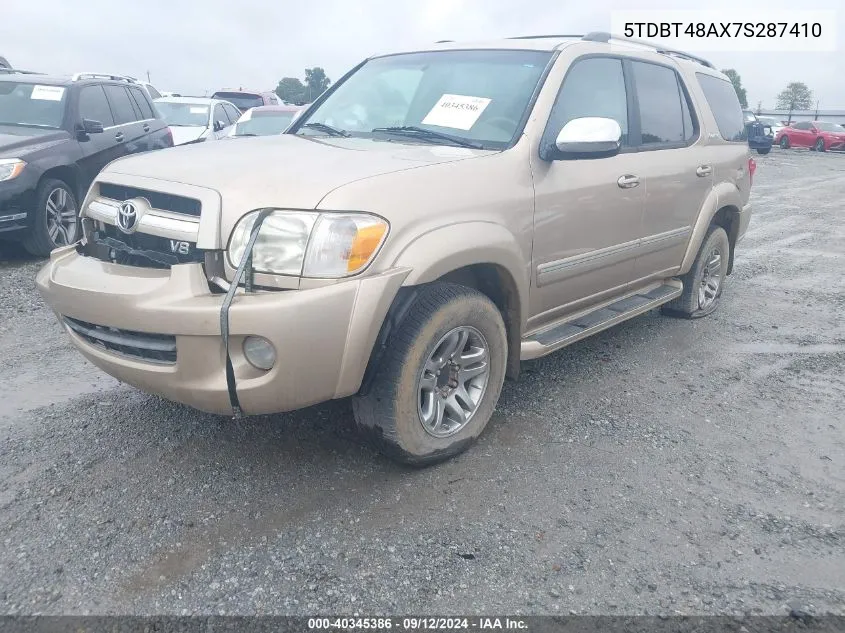 2007 Toyota Sequoia Limited V8 VIN: 5TDBT48AX7S287410 Lot: 40345386