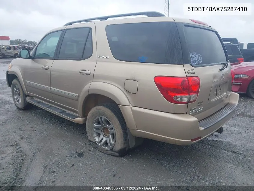 2007 Toyota Sequoia Limited V8 VIN: 5TDBT48AX7S287410 Lot: 40345386