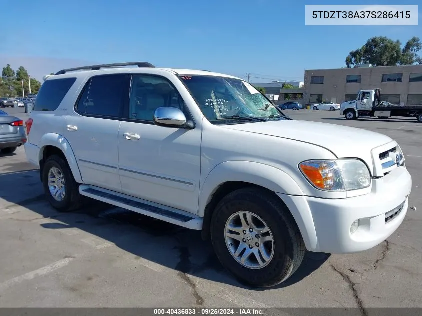 2007 Toyota Sequoia Limited V8 VIN: 5TDZT38A37S286415 Lot: 40436833