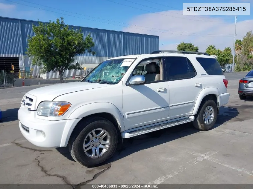 2007 Toyota Sequoia Limited V8 VIN: 5TDZT38A37S286415 Lot: 40436833