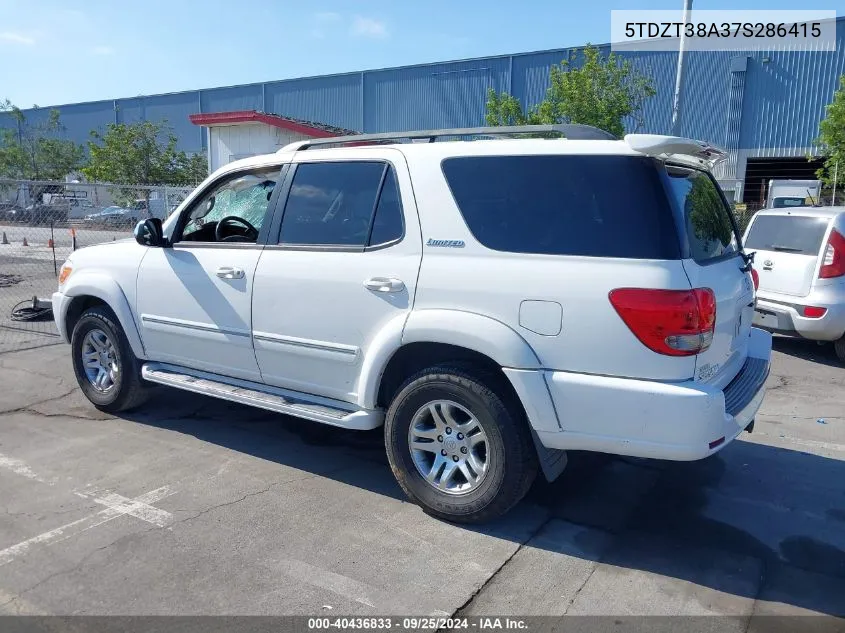 2007 Toyota Sequoia Limited V8 VIN: 5TDZT38A37S286415 Lot: 40436833