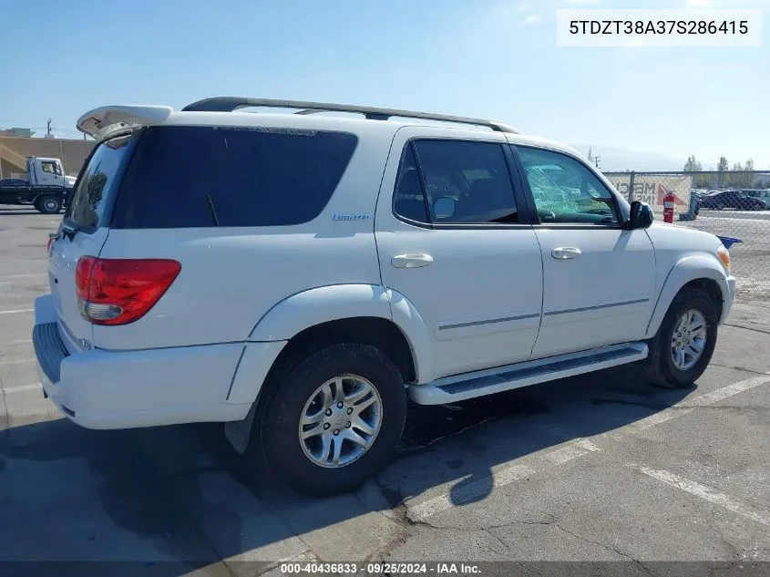 2007 Toyota Sequoia Limited V8 VIN: 5TDZT38A37S286415 Lot: 40436833