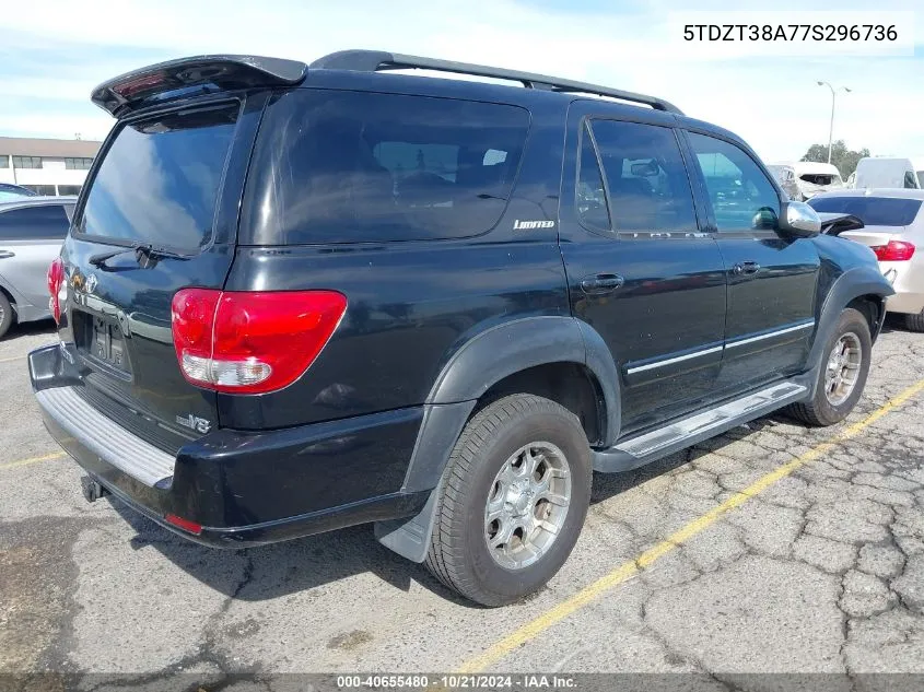 2007 Toyota Sequoia Limited V8 VIN: 5TDZT38A77S296736 Lot: 40655480