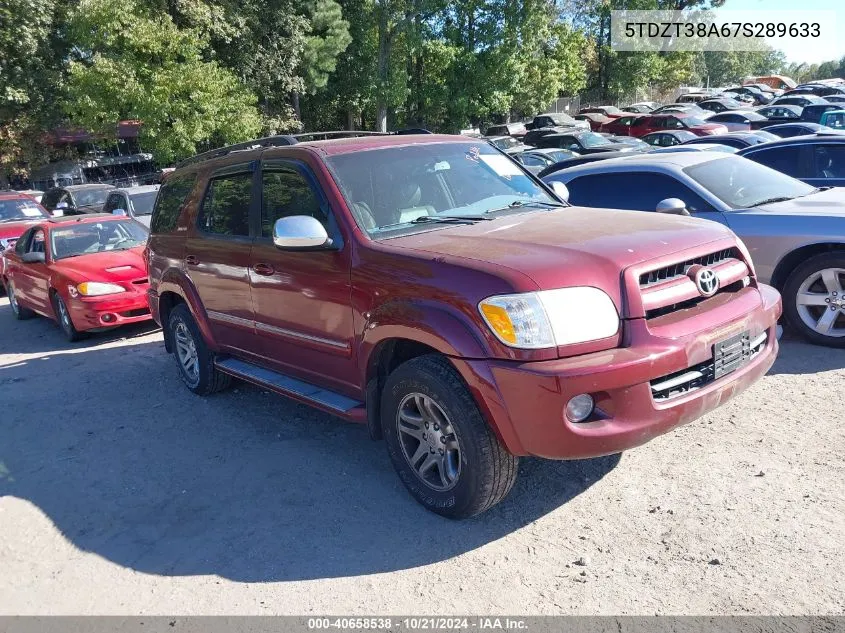 2007 Toyota Sequoia Limited V8 VIN: 5TDZT38A67S289633 Lot: 40658538