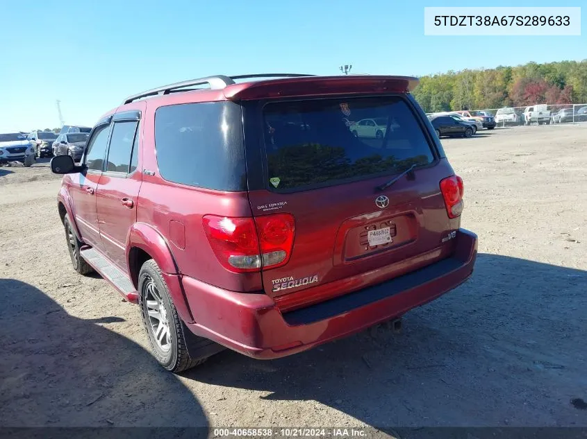 2007 Toyota Sequoia Limited V8 VIN: 5TDZT38A67S289633 Lot: 40658538