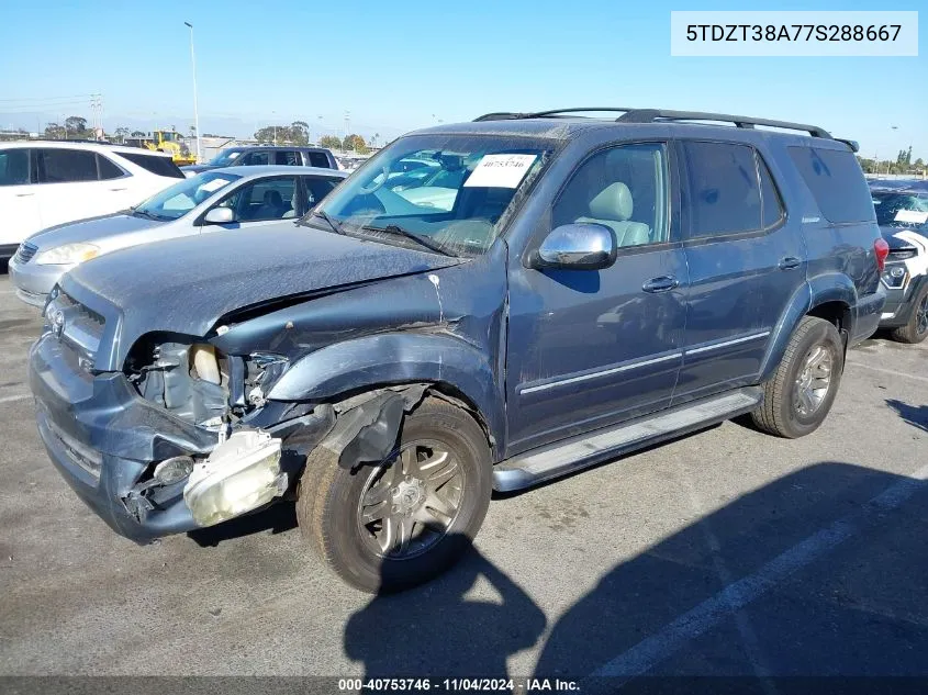 2007 Toyota Sequoia Limited V8 VIN: 5TDZT38A77S288667 Lot: 40753746