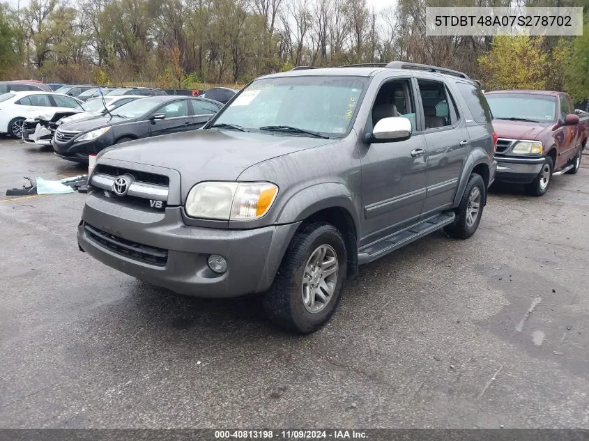 2007 Toyota Sequoia Limited V8 VIN: 5TDBT48A07S278702 Lot: 40813198