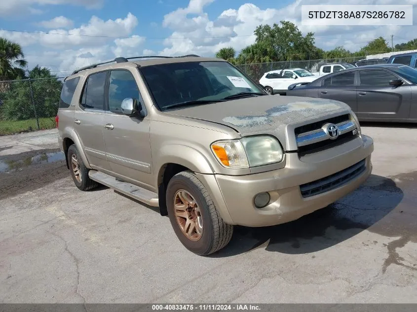 2007 Toyota Sequoia Limited V8 VIN: 5TDZT38A87S286782 Lot: 40833475