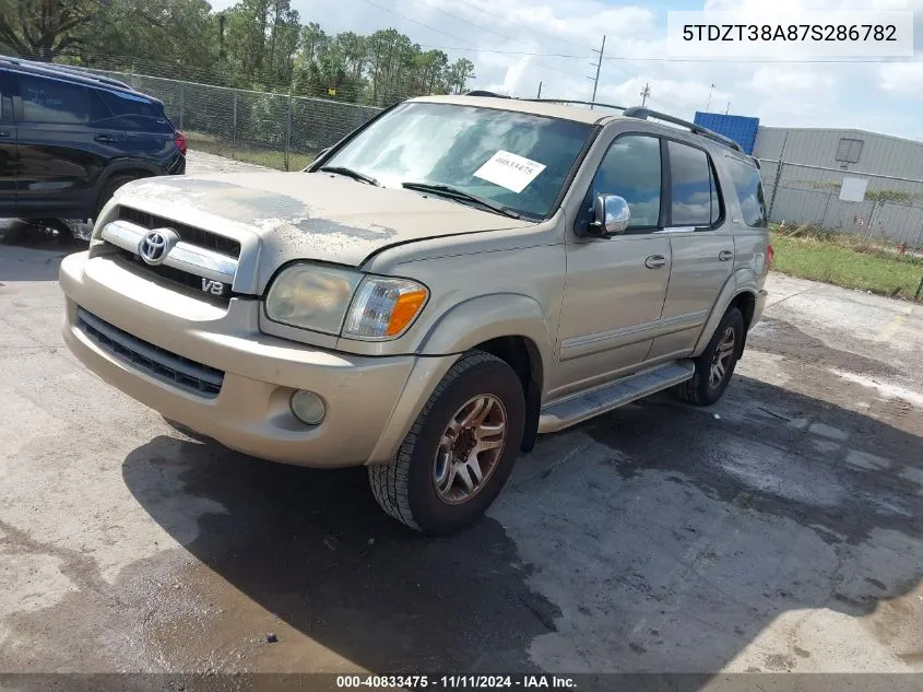 2007 Toyota Sequoia Limited V8 VIN: 5TDZT38A87S286782 Lot: 40833475