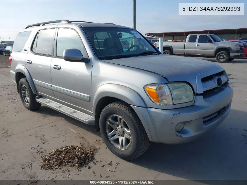 2007 Toyota Sequoia Sr5 V8 VIN: 5TDZT34AX7S292993 Lot: 40834925