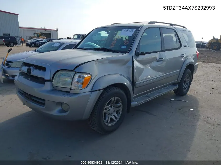 2007 Toyota Sequoia Sr5 V8 VIN: 5TDZT34AX7S292993 Lot: 40834925