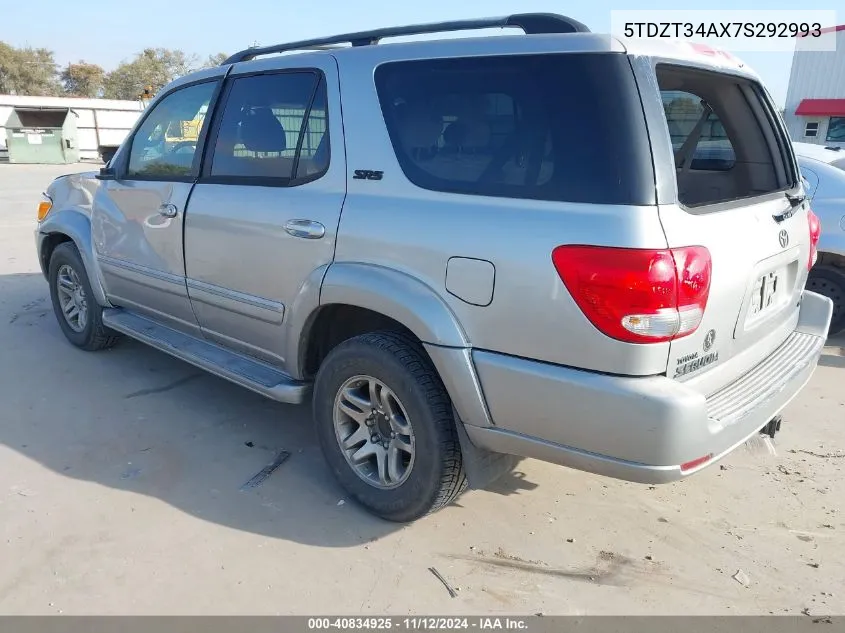 2007 Toyota Sequoia Sr5 V8 VIN: 5TDZT34AX7S292993 Lot: 40834925