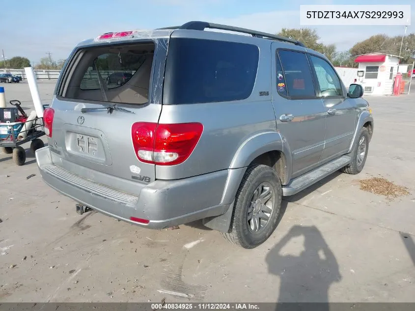 2007 Toyota Sequoia Sr5 V8 VIN: 5TDZT34AX7S292993 Lot: 40834925