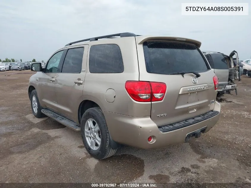 5TDZY64A08S005391 2008 Toyota Sequoia Sr5 5.7L V8