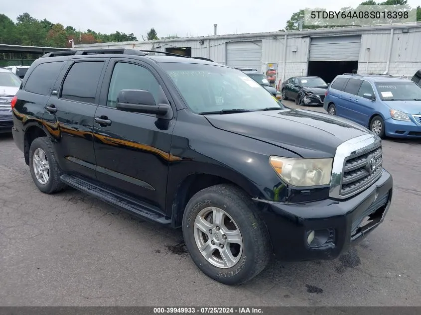 2008 Toyota Sequoia Sr5 5.7L V8 VIN: 5TDBY64A08S018398 Lot: 39949933