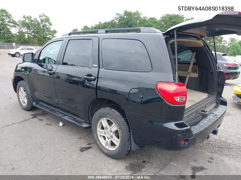 2008 Toyota Sequoia Sr5 5.7L V8 VIN: 5TDBY64A08S018398 Lot: 39949933