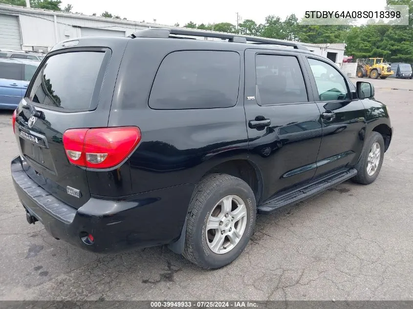 2008 Toyota Sequoia Sr5 5.7L V8 VIN: 5TDBY64A08S018398 Lot: 39949933