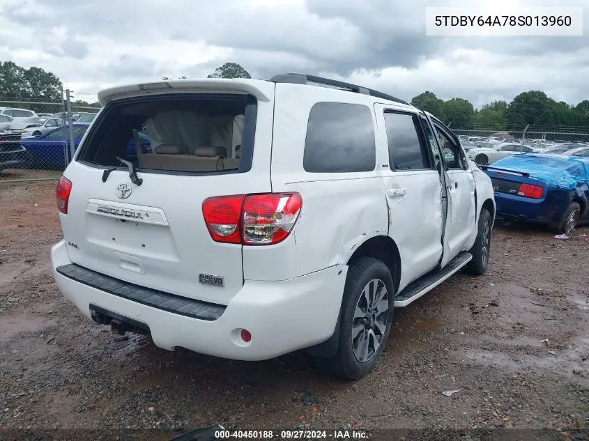 5TDBY64A78S013960 2008 Toyota Sequoia Sr5 5.7L V8