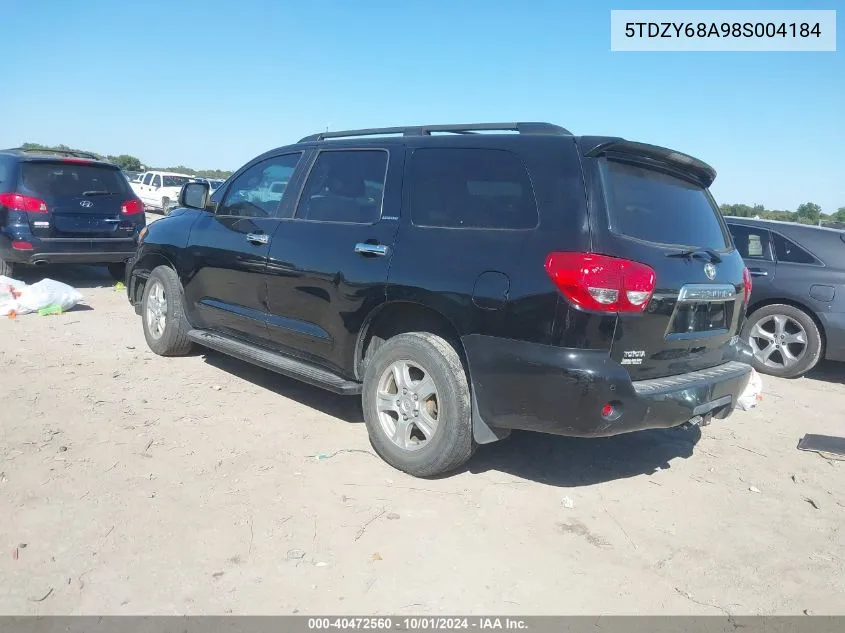 2008 Toyota Sequoia Limited VIN: 5TDZY68A98S004184 Lot: 40472560