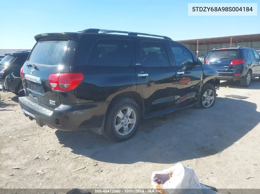 2008 Toyota Sequoia Limited VIN: 5TDZY68A98S004184 Lot: 40472560