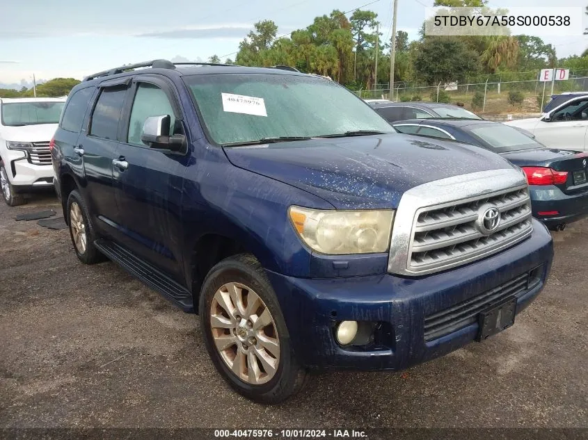 2008 Toyota Sequoia Platinum VIN: 5TDBY67A58S000538 Lot: 40475976