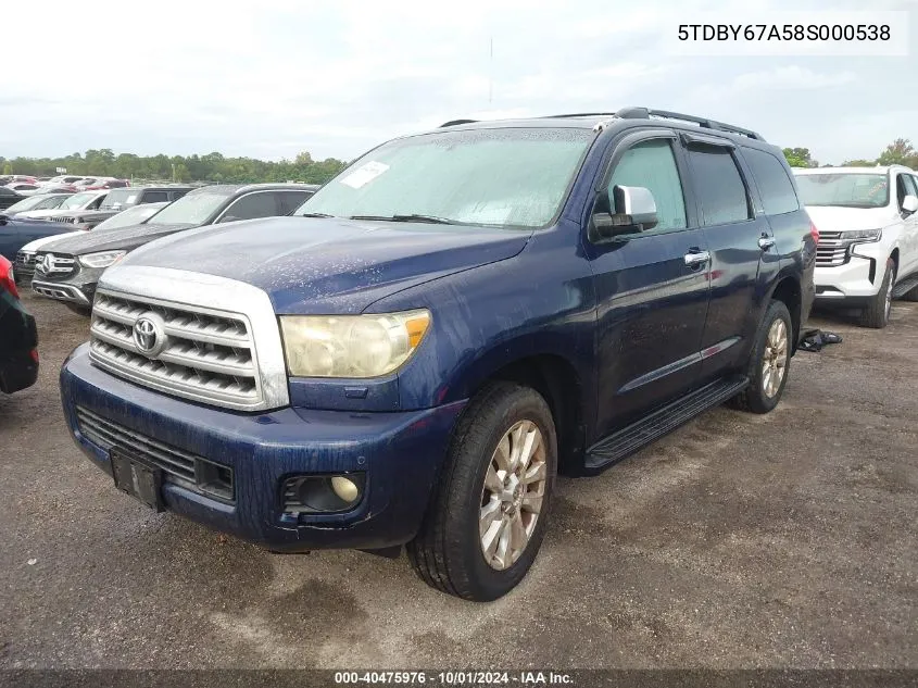 2008 Toyota Sequoia Platinum VIN: 5TDBY67A58S000538 Lot: 40475976