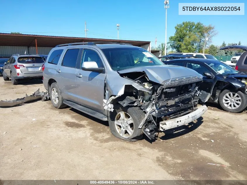 5TDBY64AX8S022054 2008 Toyota Sequoia Sr5 5.7L V8