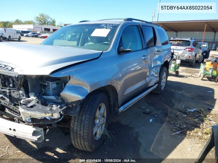 5TDBY64AX8S022054 2008 Toyota Sequoia Sr5 5.7L V8