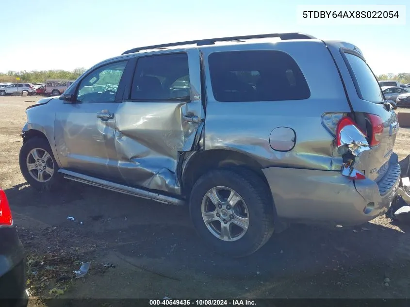 5TDBY64AX8S022054 2008 Toyota Sequoia Sr5 5.7L V8