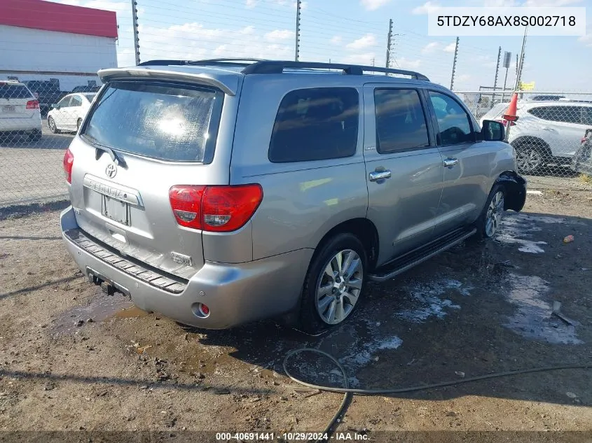 5TDZY68AX8S002718 2008 Toyota Sequoia Limited 5.7L V8