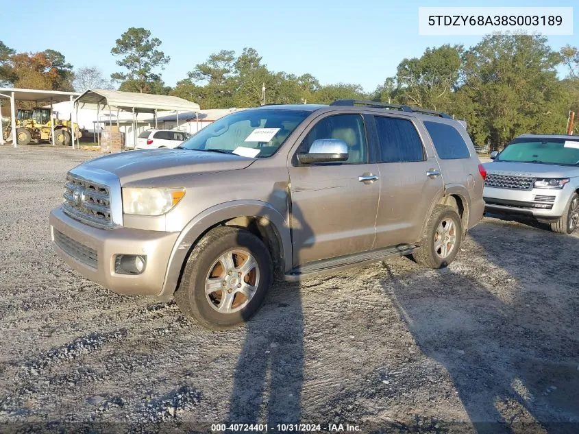 2008 Toyota Sequoia Limited 5.7L V8 VIN: 5TDZY68A38S003189 Lot: 40724401