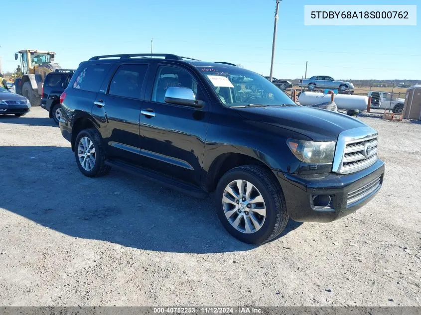 2008 Toyota Sequoia Limited 5.7L V8 VIN: 5TDBY68A18S000762 Lot: 40752253