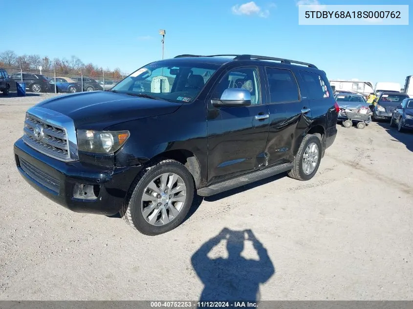 2008 Toyota Sequoia Limited 5.7L V8 VIN: 5TDBY68A18S000762 Lot: 40752253